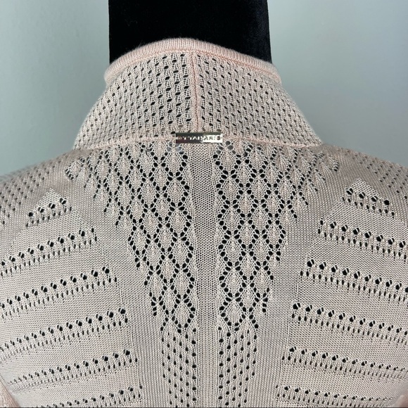 T Tahari Woman’s Peach Color Open drape front knitted cardigan long sleeve - Picture 2 of 10